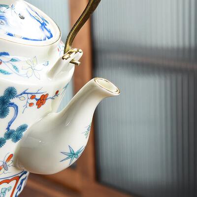 斗彩陶瓷茶壶大容SLQ20225量梁壶中式高温凉水壶民提宿家用办公泡