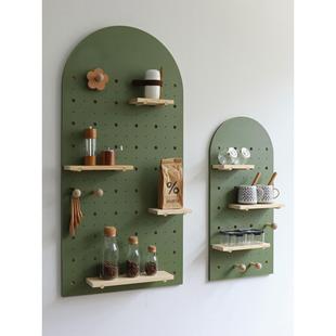 E4F木质拱洞洞门板玄关门口HNY帽置物架墙上挂Q钩壁挂钥匙实木衣