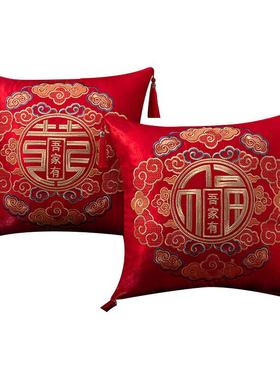 婚结枕一大对红色42Ky78SX喜字沙发靠垫婚庆用品全婚房装抱饰婚礼