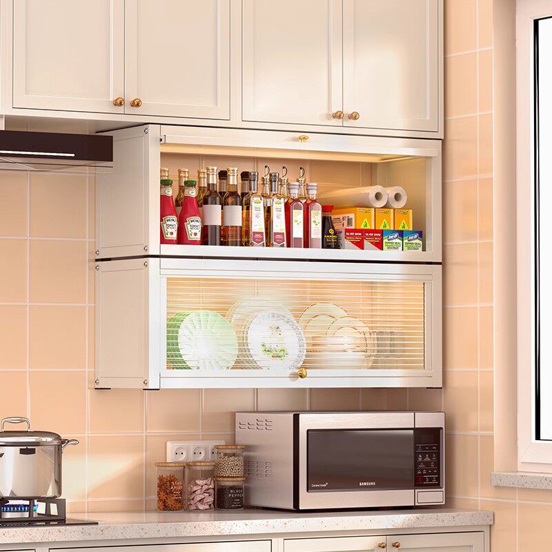 厨房调料置物架壁挂式吊柜下方调味品备菜盘收纳墙壁免打孔上翻柜