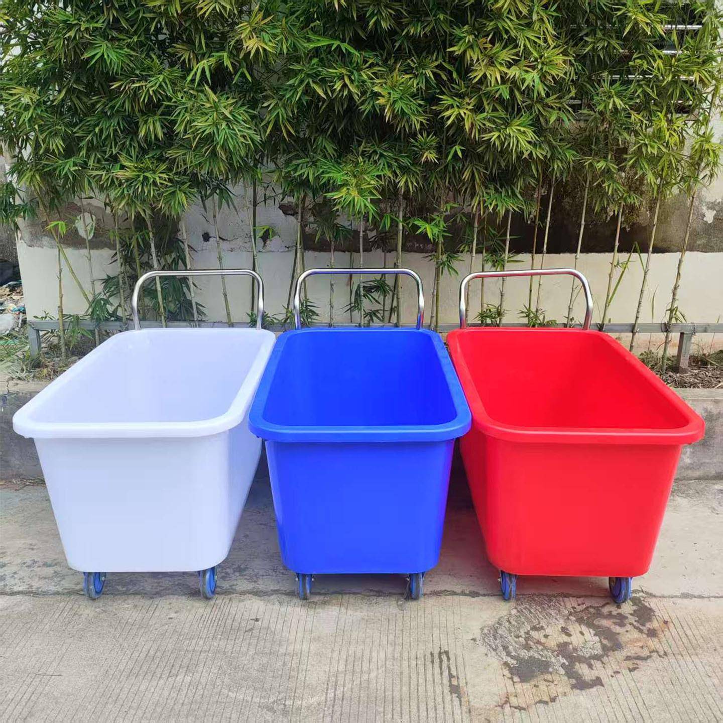 加厚深推714长方形塑周转箱手推车可泡瓷砖带料排水服加装厂辅料
