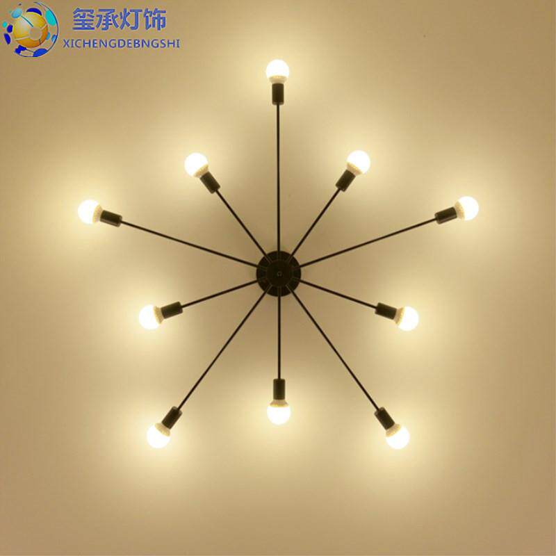 QWD美式卧室吸顶灯创个性复艺古铁灯餐厅具简约意LED书房客厅吸顶