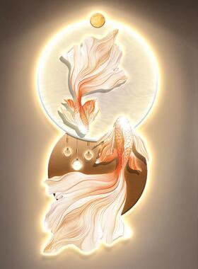 现代轻进门入道户玄关发JS-067光锦鲤装饰画D走廊过LE奢灯光画挂