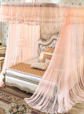 新款U形伸缩拉幕合帐蚊加厚铝金落地弍挂壁式安装015公主家用床幔