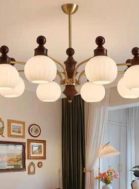 餐客厅灯吊灯美式复古胡桃木48397色厅灯中风大厅卧室灯具大气古