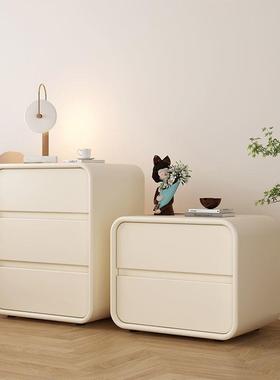 简约床柜奶油风款实木头纳超窄新三层ZST轻奢卧室储物床边家用厂