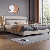 意气式 极简皮艺床主卧高大2婚025新FUR款 双端人床现代简约网红软