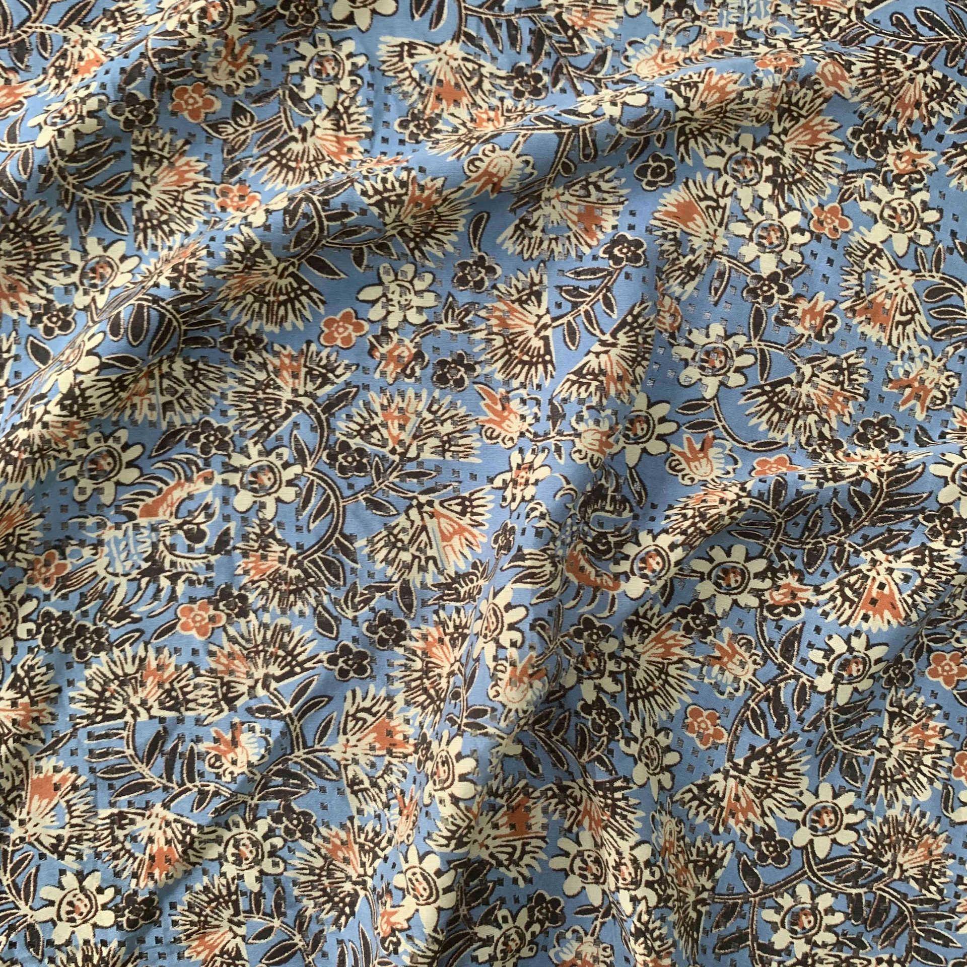 真丝人棉SUS剪花供面料1直4米姆印花真丝面料打孔新设计现货真丝