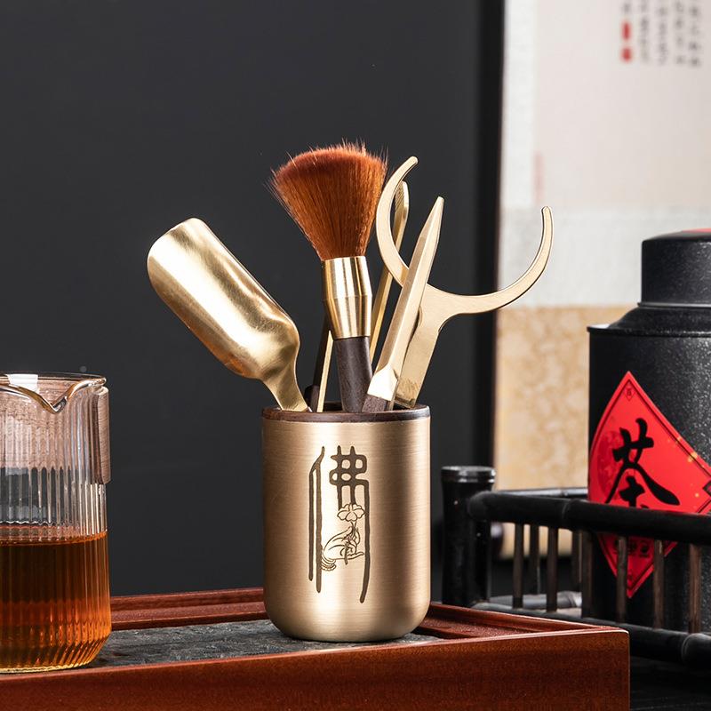 子黑檀实木茶具道四君套装茶壶养壶茶具茶夹套装零85032配茶摆件