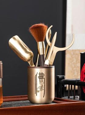 子黑檀实木茶具道四君套装茶壶养壶茶具茶夹套装零85032配茶摆件