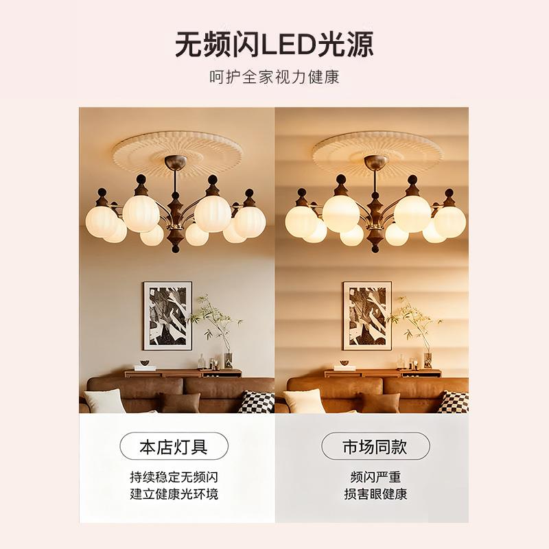 侨2升法式中929美古风客吊灯厅式复古205新款新中式卧室吊灯大厅