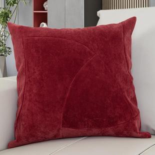 现弧代简约样板间红色大抱枕加厚进口绒垫面形接拼靠枕沙RRU发靠