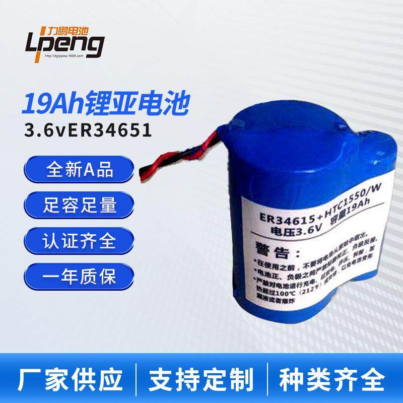 共享单车智能锁3.6VER34615带1550电容19Ah锂亚电池一次性柱式电