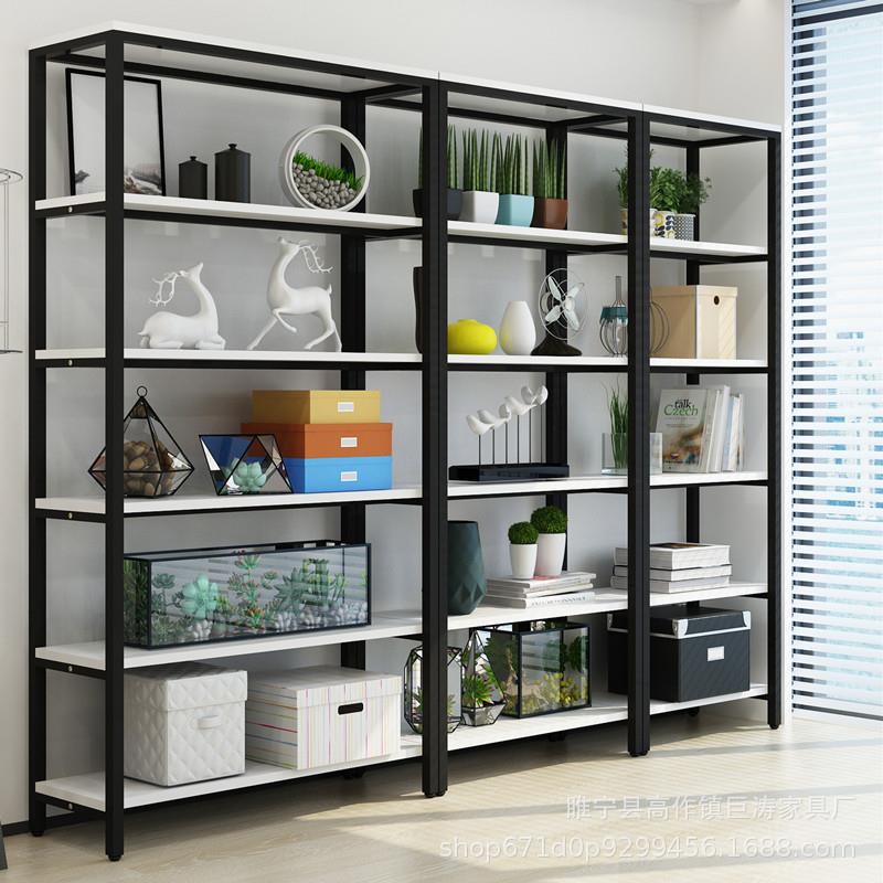 现代简约钢木书架铁艺货架多层展示架落地书架简易置物架直销