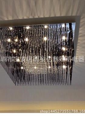 led吸顶灯水晶灯长方形客厅灯黑色现代简约卧室灯具