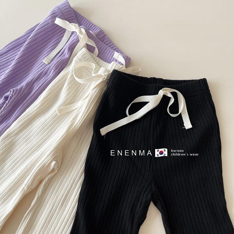 韩国童装2023夏季新款女童休闲裤中大童弹力棉木耳边微喇叭九分裤