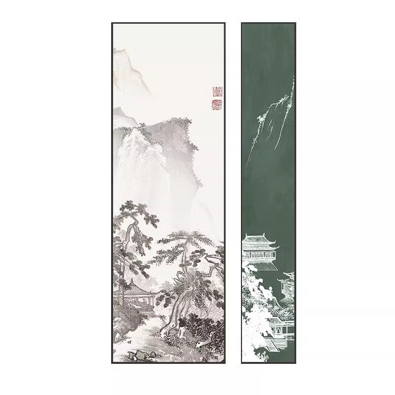山水画新中式玄关装饰画客厅走廊过道挂画水墨国画入户正对门壁画