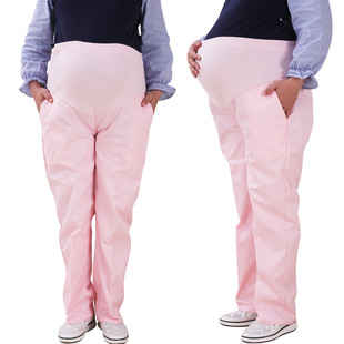 孕妇护士裤 白色粉色蓝色浅绿色可调节托腹裤子定做加大码