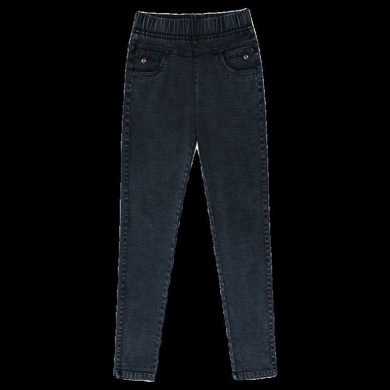 高腰弹力牛仔裤女春秋打底裤冬季加绒中年妈妈外穿显瘦女士小脚裤