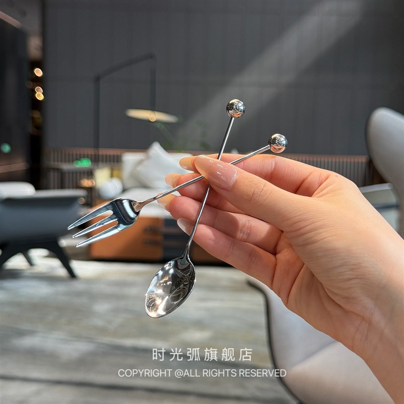 304迷你小叉!创意不锈钢甜品勺水果叉子蛋糕下午茶用咖啡搅拌勺