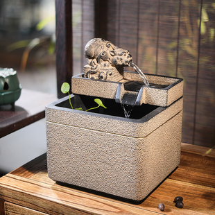 中式客厅流水摆件办公室桌面造景喷泉小型循环水装饰招财水系景观