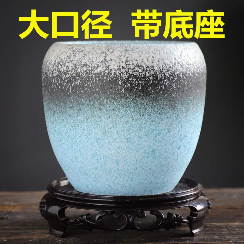 蝴蝶兰花盆陶瓷带托盘创意大号粗陶透气多肉吊兰绿萝盆景盆栽花盆