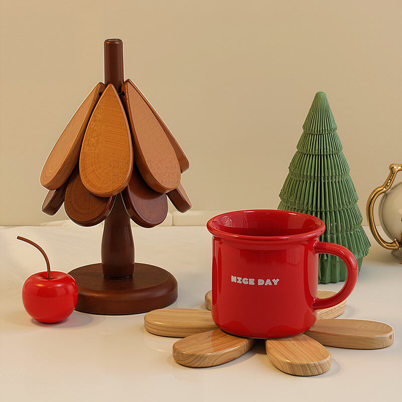 圣诞树隔热垫餐桌摆件创意一棵树实木防烫锅垫耐高温杯碗垫装饰品,家居饰品,桌面摆件,淘宝优惠券,粉丝福利购,淘宝优惠卷