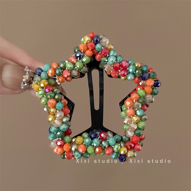 柏林街角!精致水钻星星发夹!高颜值刘海夹少女心边夹盘发器头饰