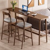 全实木吧台桌小户型家用吧台隔断一体客厅长条桌靠墙高脚桌椅组合