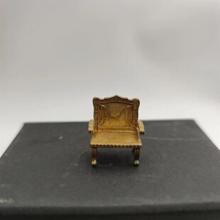 黄铜回忆板凳中式座椅袖珍迷你龙椅摆件模型古典复古官椅模型模拟