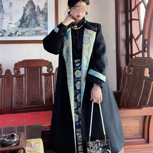 十里七巷 朝颜改良秋冬圆领袍汉元素汉服毛呢大衣立领对襟马面裙