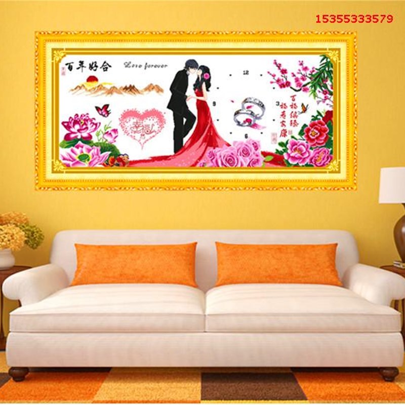 纯手工包邮幸福约定百年好合十字绣成品装饰画客厅结婚可带框简约