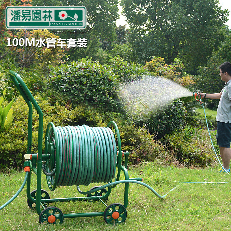 大型轮式手推金属水管收纳车架水管车洗车浇花园林浇水4分6分水管