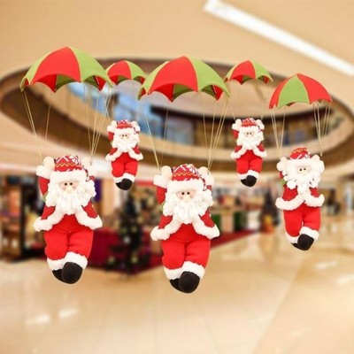 圣诞降落伞爬绳老人跳伞老人娃娃公仔圣诞节装饰用品商场店面挂件