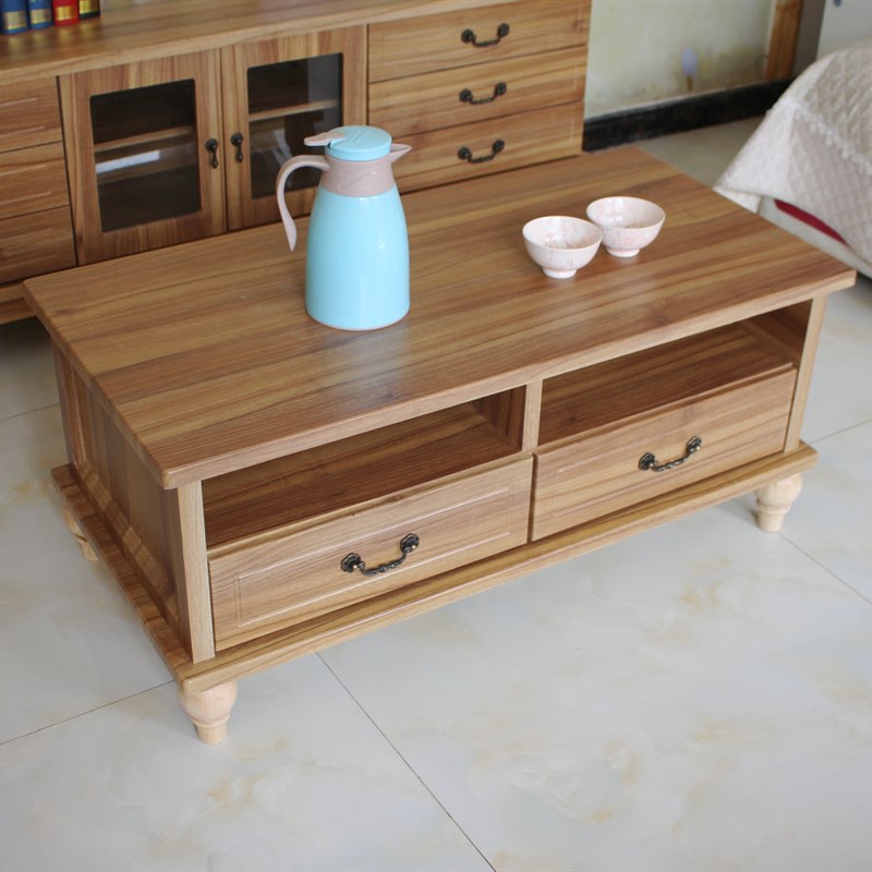 实木茶几原木色小户型中式饭桌简约北欧多功能储物茶桌包邮烤漆