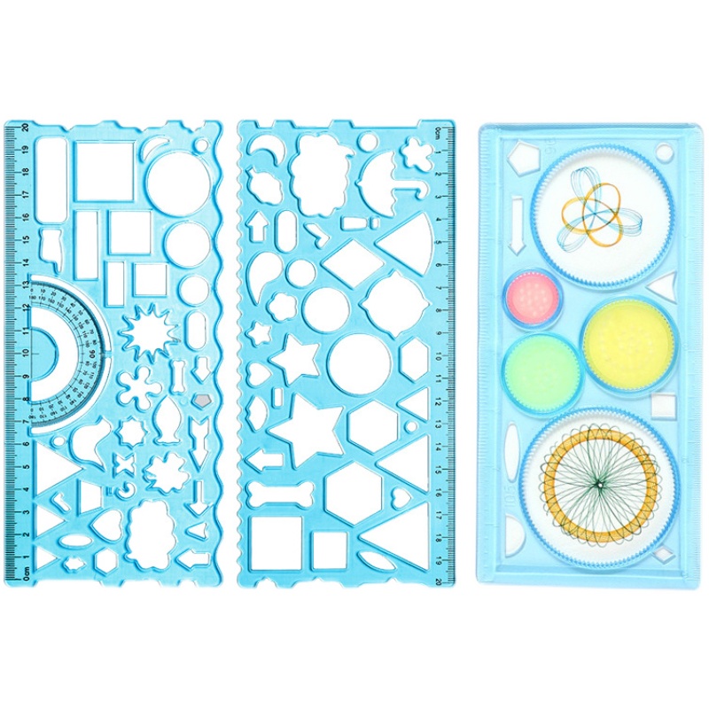 小学生用直尺波浪尺儿童多功能模板尺画圈百变万花尺套装绘画工具