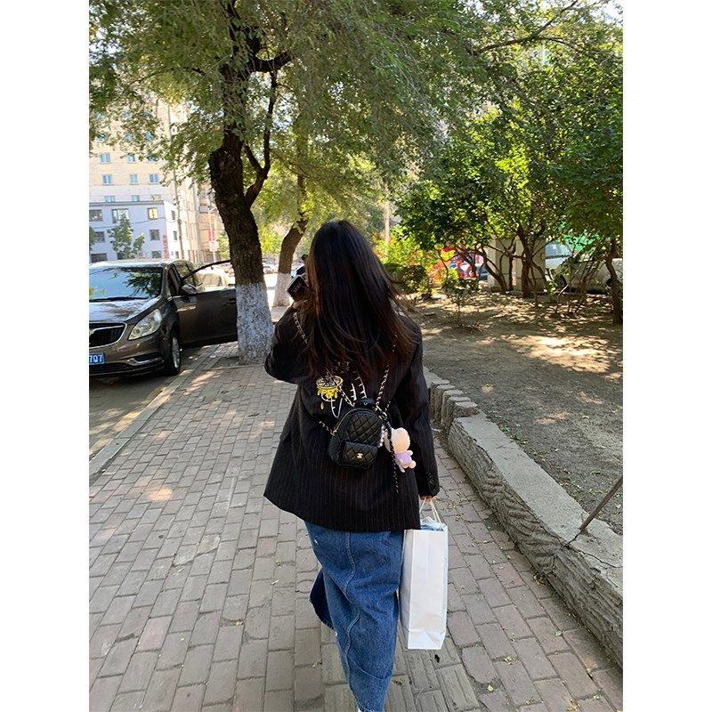 落落狷介 一整套入秋穿搭条纹两件套2024秋季西装套装女西服+裙裤