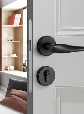 分体门锁磁吸静音轻奢黑色室内卧室门锁家用通用型房间木门锁把手