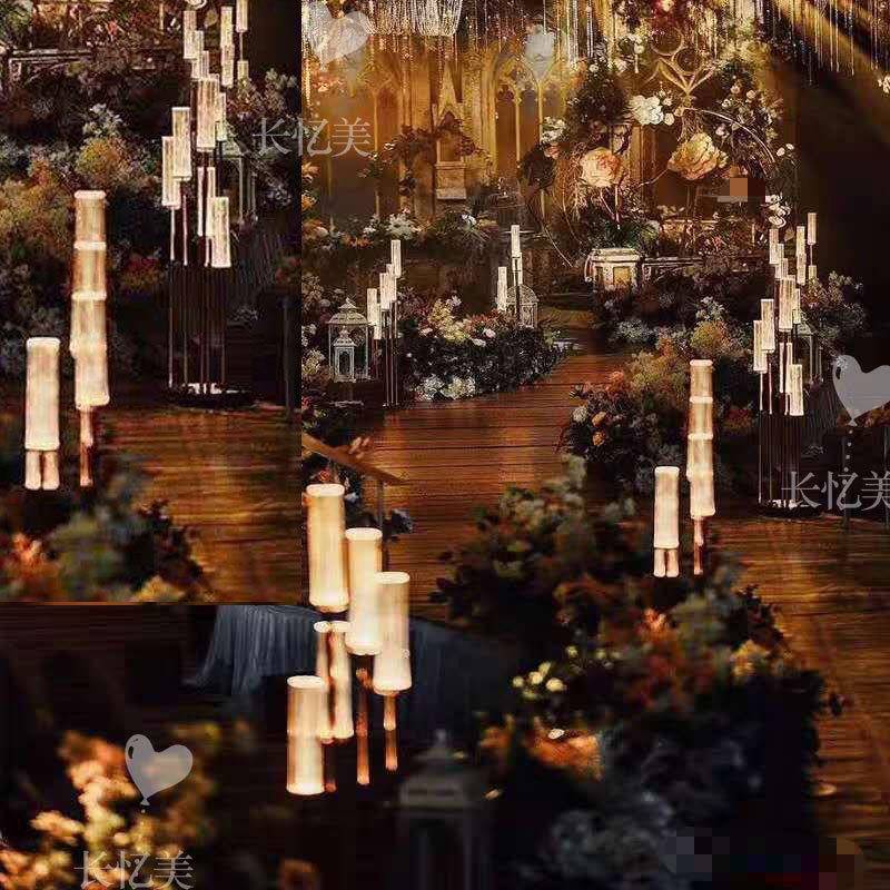 新款婚庆金色路引8头步步高烛台布置婚庆道具舞台装饰婚礼T台摆件