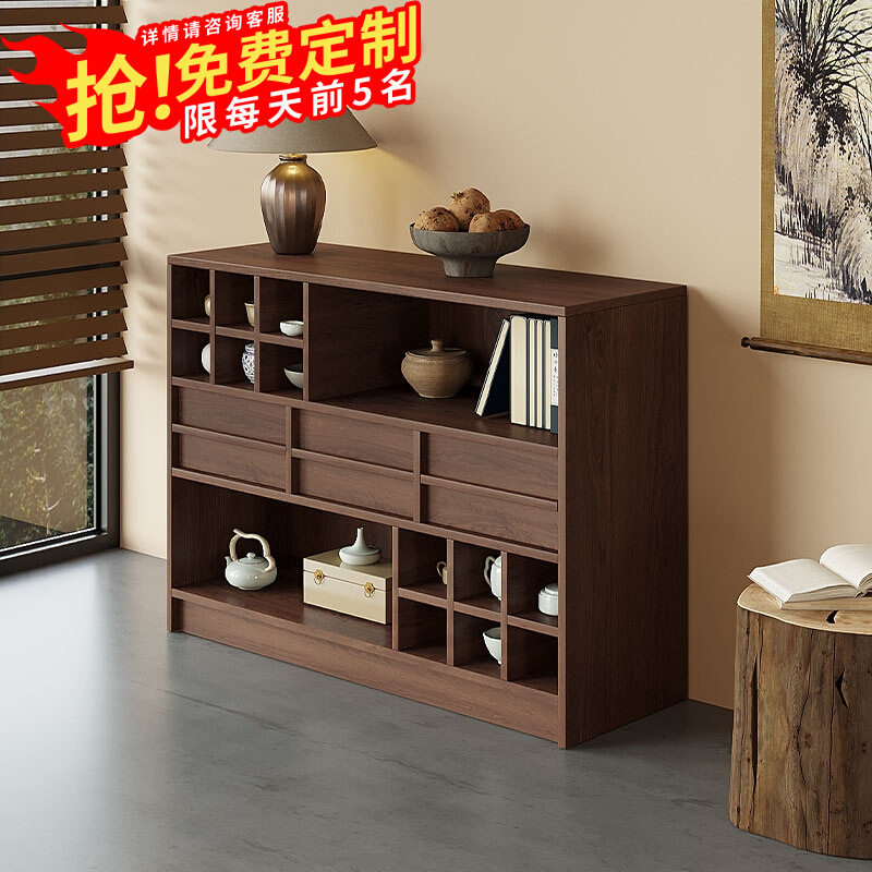 中式实木博古架小型茶柜茶具置物架多宝阁展示架子简约储物柜矮柜