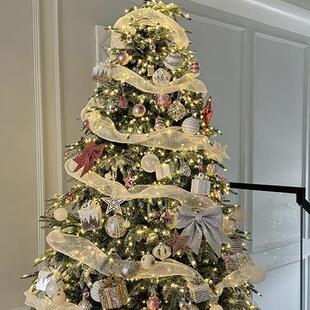 2025新款落雪白色圣诞树折叠客厅高级感仿真大型圣诞节装饰品摆件