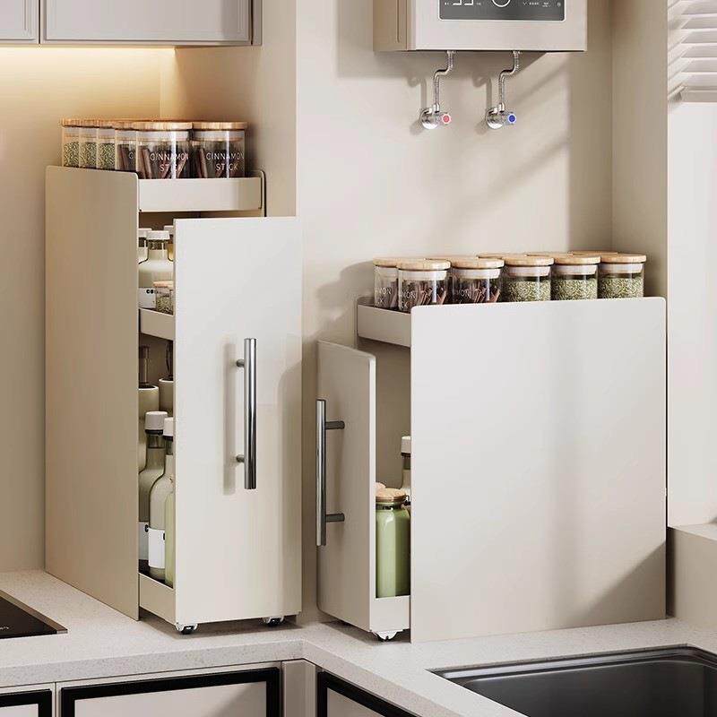 新款厨房窄款调料架台面抽拉式多层防尘收纳油盐酱醋调味料置物架