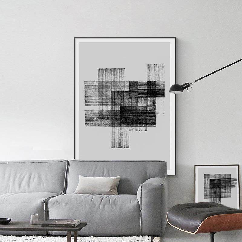若隐若现现代抽象客厅装饰画简约大幅线条沙发落地画玄关挂画