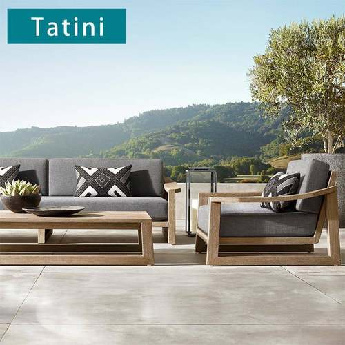 户外柚木沙发组合庭院别墅花园室外露天防水防晒休闲防腐实木家具