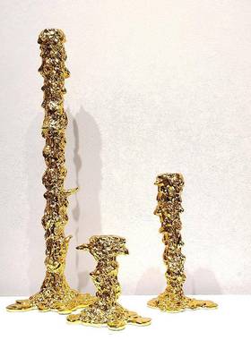 法烛式轻奢树脂电镀件色氛围饰烛台摆玄关壁炉餐厅高档LGC蜡台家