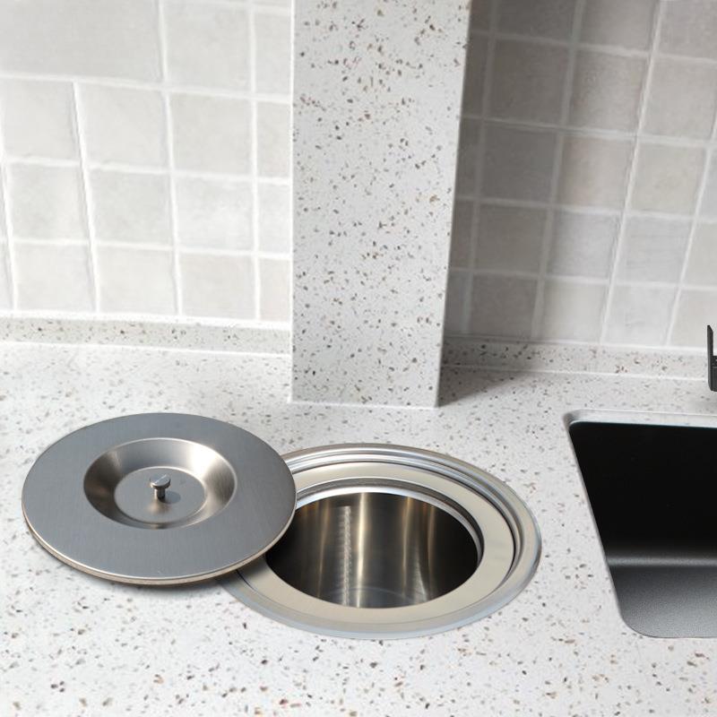 3柜04不锈钢藏房台面嵌GMB入式垃圾桶厨橱家用分类桌面隐水槽清洁