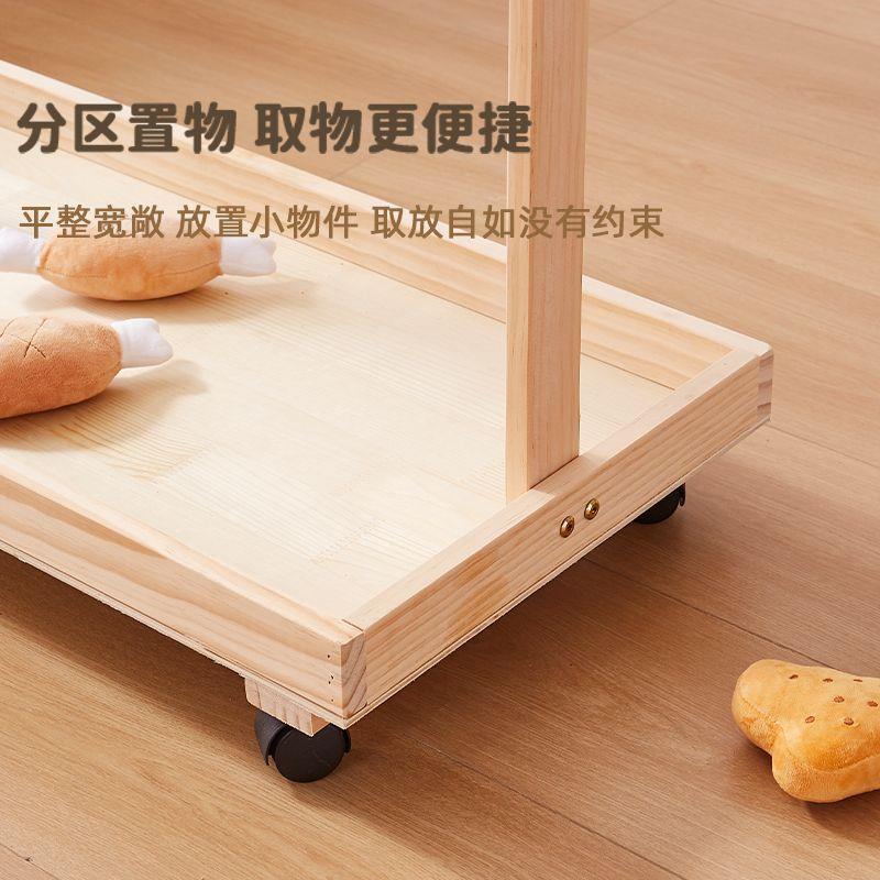 儿落童衣架地双杆小衣架实狗猫幼宠物儿园衣架松木展木23H30Z50示