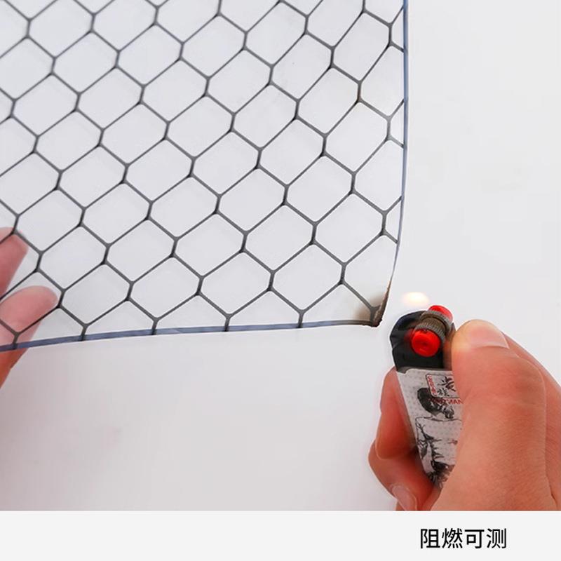 P咨询VC静电格帘阻燃软帘网无尘室洁净棚门全透防明帘透明黑色网