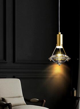 全铜轻奢前床吊头过道小40993代灯后现极简卧床室吧台网红水晶长