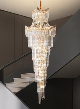 式楼吊复14752灯轻奢现代别墅水晶吊灯转阁楼大吊灯梯楼间大角堂